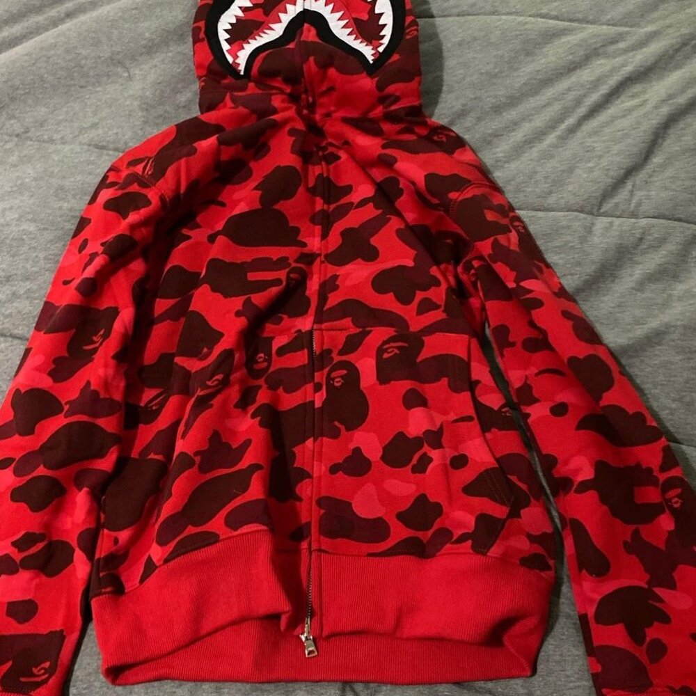 Bape Red Camo Zip Up Hoodie